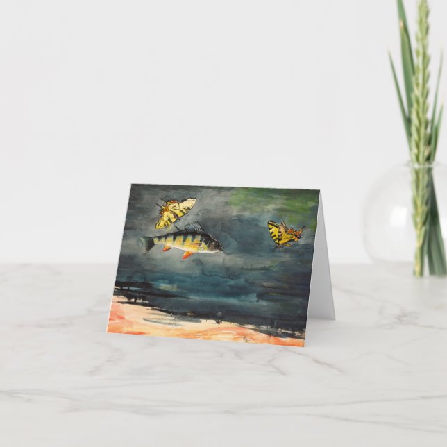 Fish and Butterflies by Winslow Homer Thank You Card (Front)
