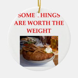 fish and chips ceramic ornament