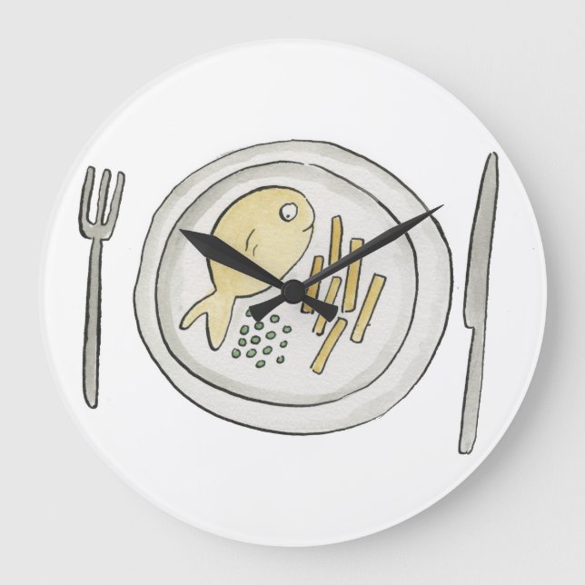 Fish and Chips Large Clock (Front)
