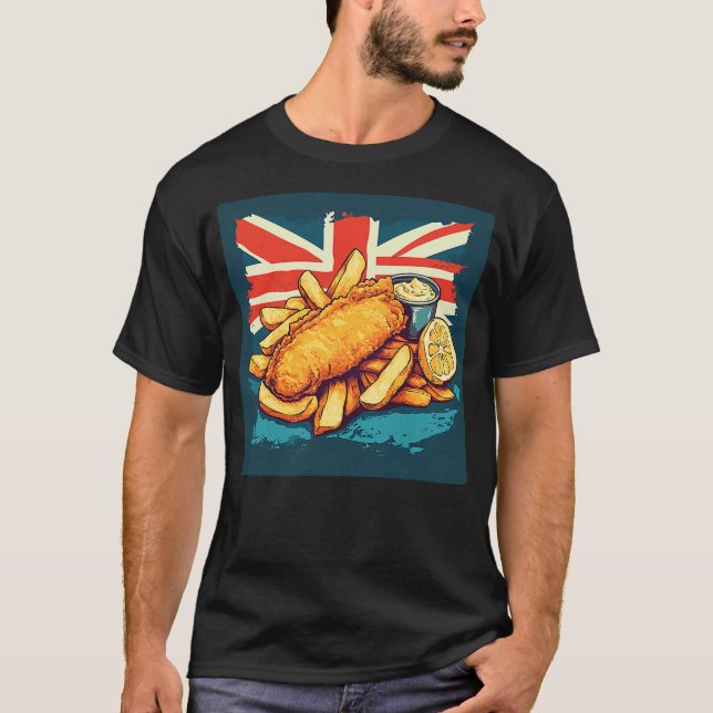 Fish and Chips Lover Classic British Food T-Shirt (Front)