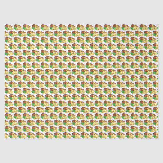 Fish and Chips Peas British Pub Chip Shop Takeaway Tissue Paper (Front)