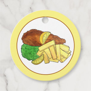 Fish and Chips Peas British Pub Restaurant Food Favour Tags