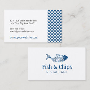Fish and Chips Seafood Restaurant Nautical Chevron Business Card