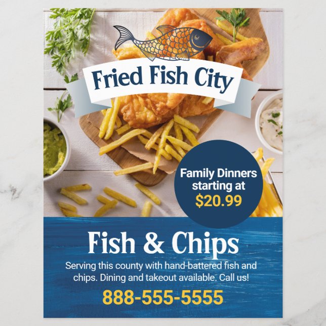 Fish and Chips | Seafood Restaurant | Template Flyer (Front)