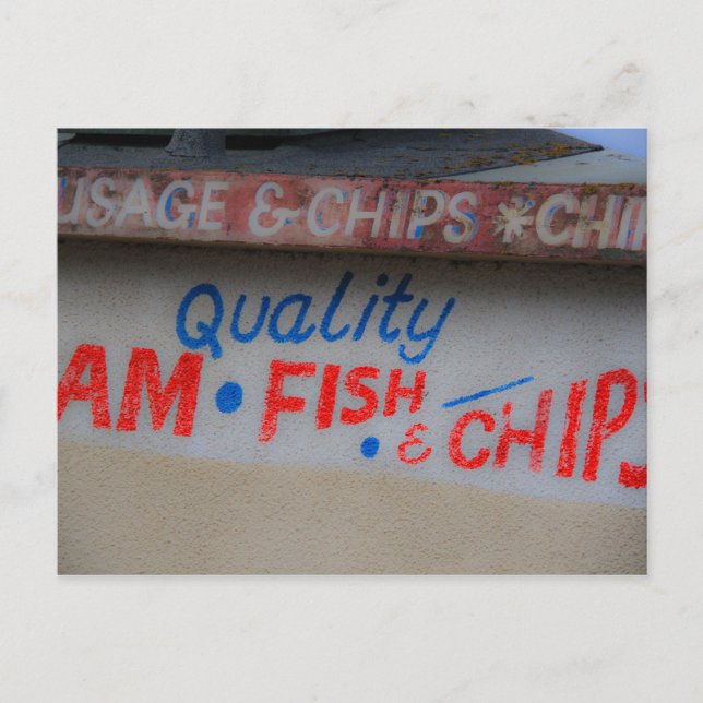 Fish and Chips Sign Postcard (Front)