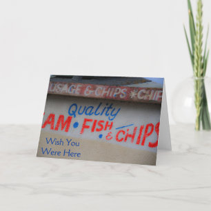 Fish and Chips Sign Wish You Were Here Card