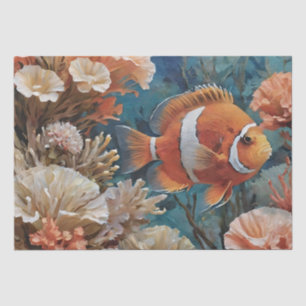 Fish and Coral Acrylic Painting  Tissue Paper