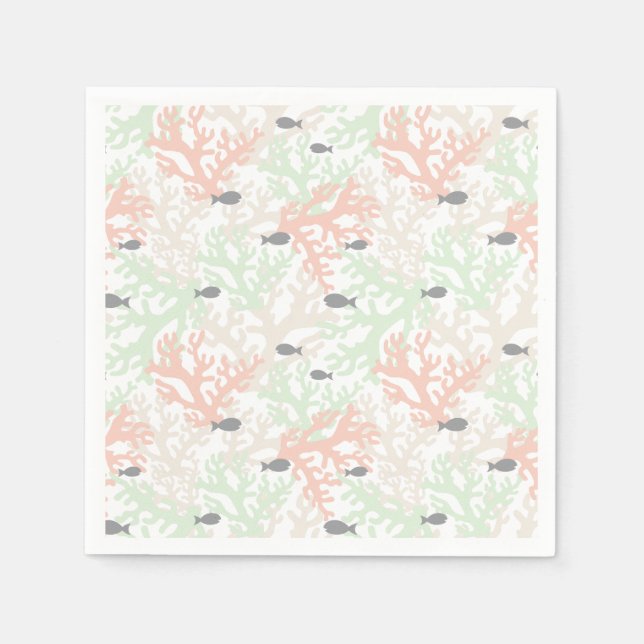 Fish and Coral Pastel Paper Napkins (Front)