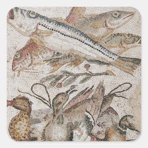 Fish and ducks - Roman mosaic Square Sticker