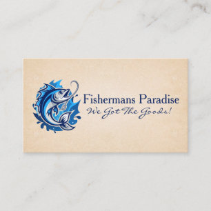 Fish and Hook in the Water   Sporting Goods Business Card
