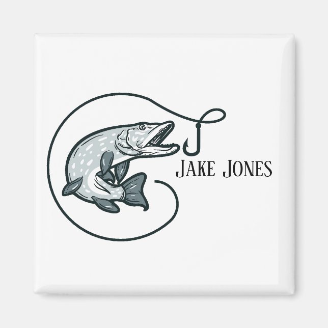 Fish and Hook Personalized Magnet (Front)