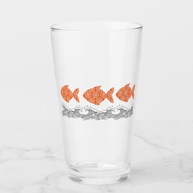 Fish and Waves  Glass (Front)