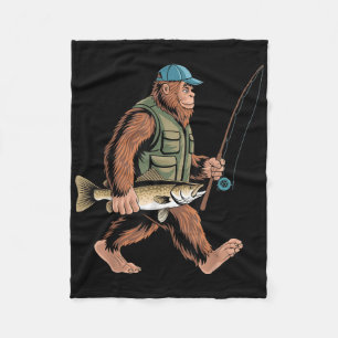 Fish Angler Fisherman Bigfoot Sasquatch Walleye Fi Fleece Blanket