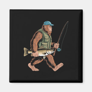 Fish Angler Fisherman Bigfoot Sasquatch Walleye Fi Magnet
