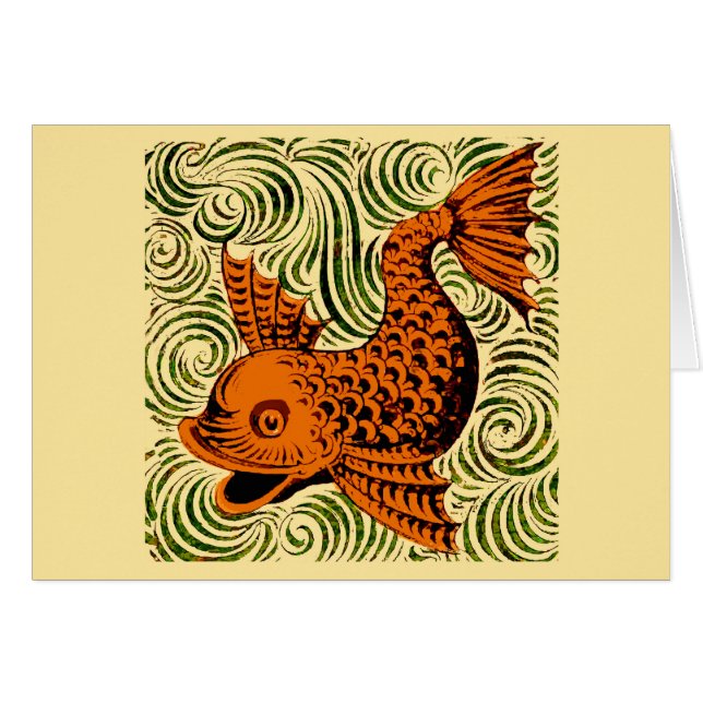 Fish Antique Tile Old art ancient (Front Horizontal)
