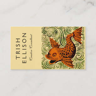 Fish Antique Tile Old art ancient Business Card