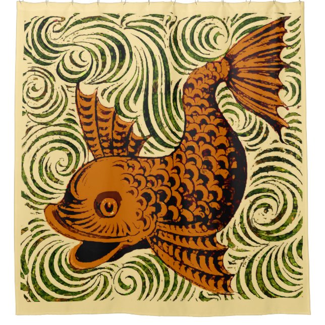 Fish Antique Tile Old art ancient de morgan art (Front)