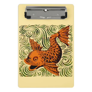 Fish Antique Tile Old art ancient de morgan art Mini Clipboard