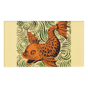 Fish Antique Tile Old art ancient Name Tag