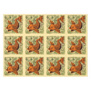 Fish Antique Tile Old art ancient Tablecloth