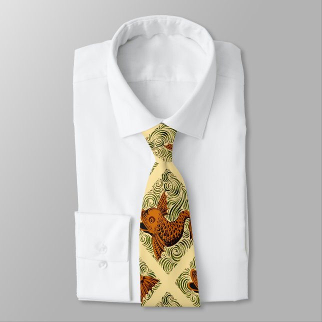 Fish Antique Tile Old art ancient Tie (Tied)
