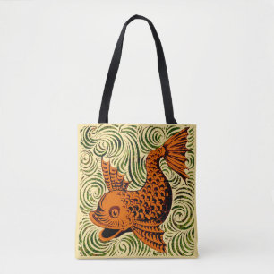Fish Antique Tile Old art ancient Tote Bag