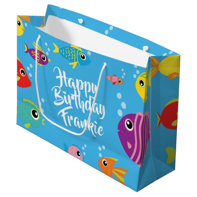 Fish Aquarium 1st Birthday Gift Bag (Front Angled)