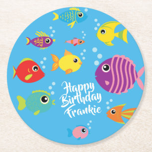 Fish Aquarium 1st Birthday Party Coasters