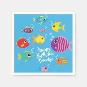 Fish Aquarium 1st Birthday Party Napkins