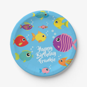 Fish Aquarium 1st Birthday Plates