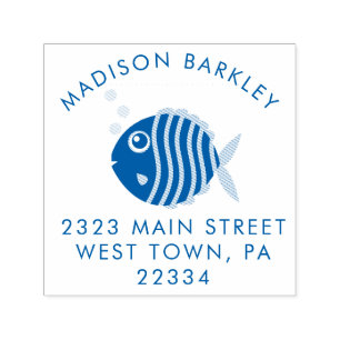 Fish Aquarium Cute Kid's Return Address Stamp