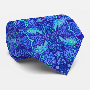 Fish Arabesque Underwater Bohemian Pattern Purple Tie