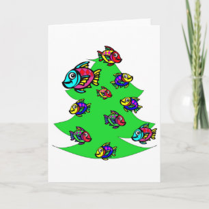fish at Christmas tree Holiday Card
