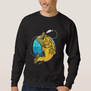 Fish Bass Fisherman Freshwater Fishing Team Fly Fi Sweatshirt