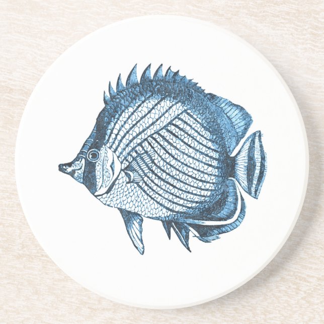Fish beach nautical ocean coastal sea blue coaster (Front)