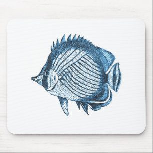 Fish beach nautical ocean coastal sea blue mouse pad