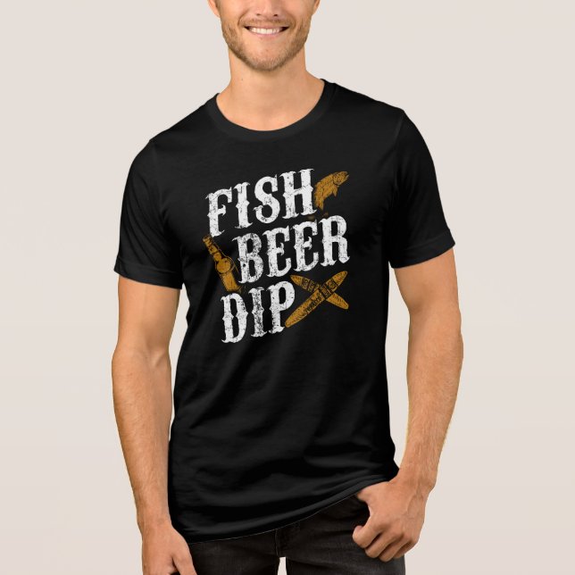 Fish Beer Dip Funny Outdoor Party Gag Tri-Blend Shirt (Front)