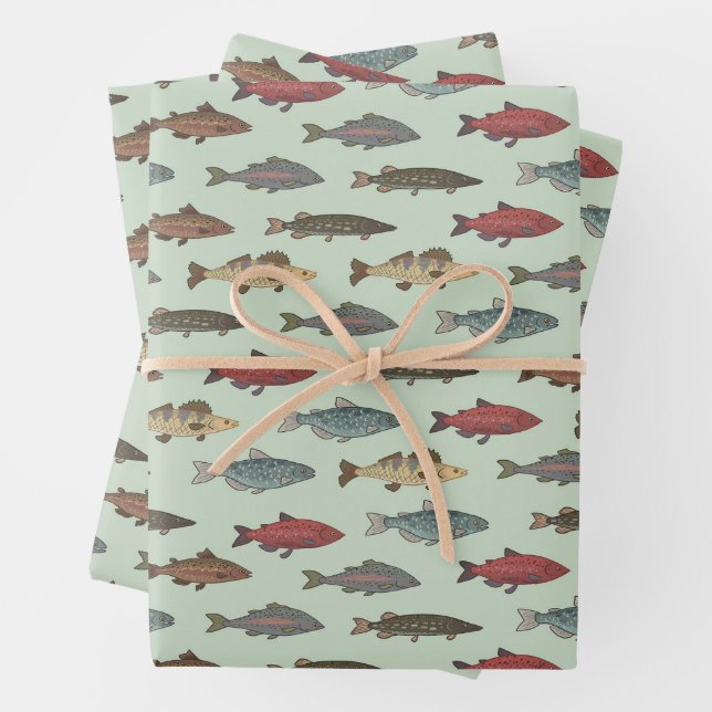 Fish Birthday Party Wrapping Paper Sheet (In situ)