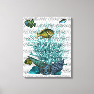 Fish Blue Shells and Corals Canvas Print