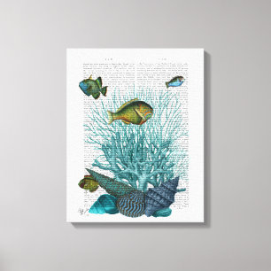 Fish, Blue Shells and Corals Canvas Print