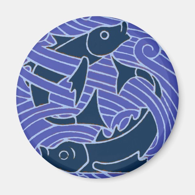 Fish Bold Swimming Ocean Blue Fishing Magnet (Front)