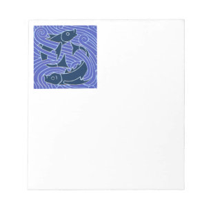 Fish Bold Swimming Ocean Blue Fishing Notepad