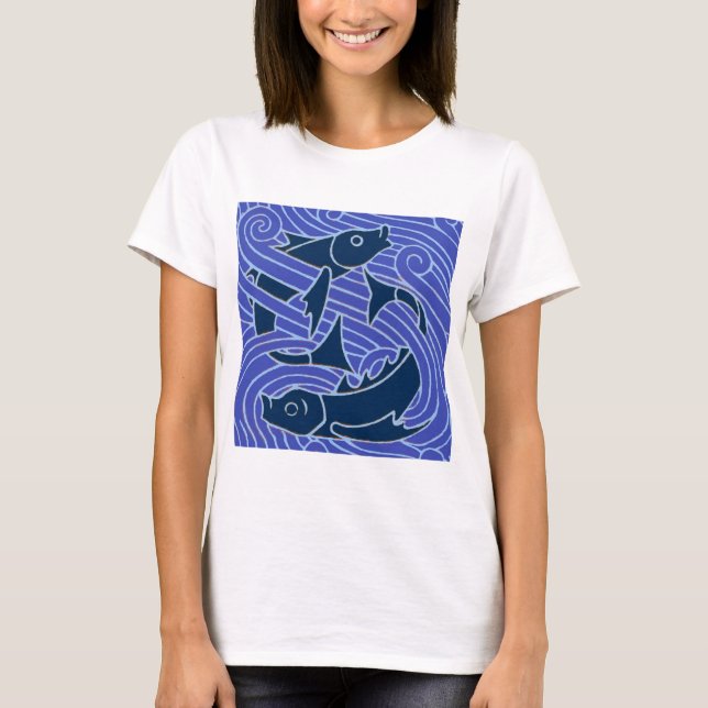 Fish Bold Swimming Ocean Blue Fishing T-Shirt (Front)