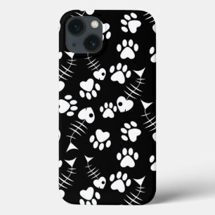 fish bone cat print pattern iPhone 13 case