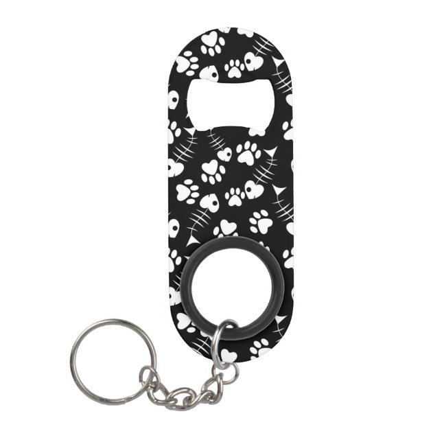 fish bone cat print pattern mini bottle opener (Front)