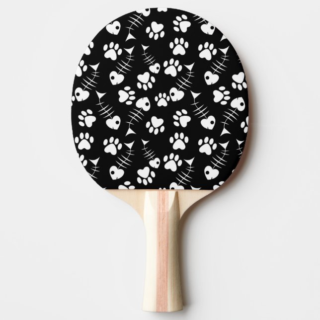 fish bone cat print pattern ping pong paddle (Front)