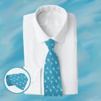 Fish Bone Pattern Blue Neck Tie