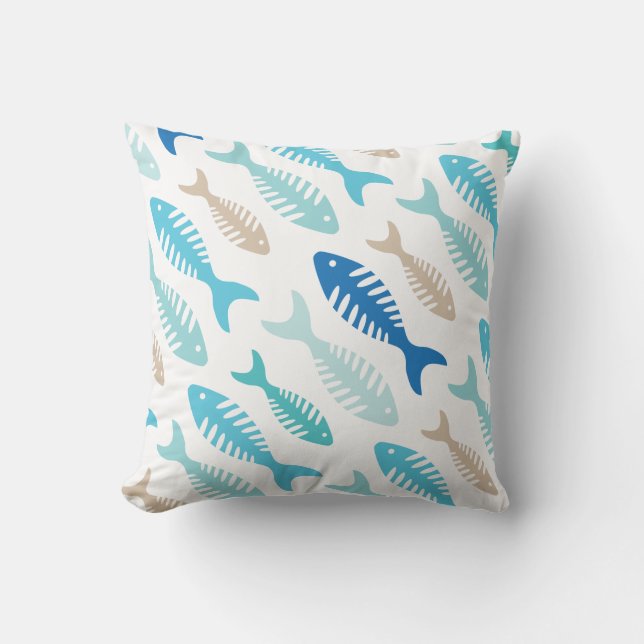 Fish Bone Soup Throw Pillow (Front)