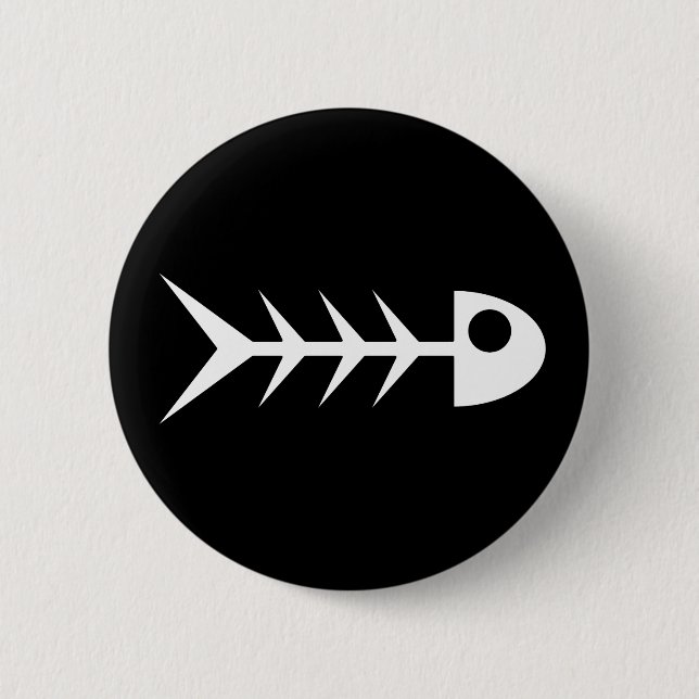 Fish bones 2 inch round button (Front)
