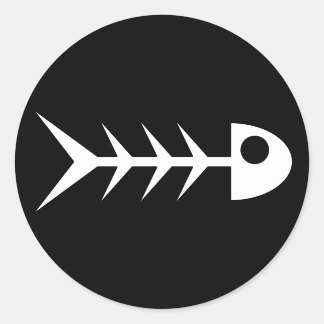 Fish bones classic round sticker (Front)